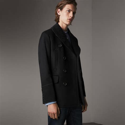 peacoat uomo burberry|burberry wool pea coats men's.